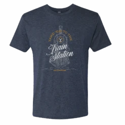 Yellowstone Take 'Em To The Train Station Adult Tri-Blend T-Shirt -Yellowstone Store YS TEM TBT 100006 NVY MF