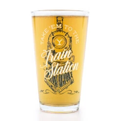 Yellowstone Take 'Em To The Train Station Pint Glass