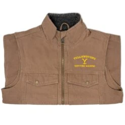 Yellowstone Dutton Ranch Logo Cloth Vest -Yellowstone Store YS Vest Tan Merch 1x1 002