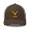 Yellowstone Y Logo Retro Trucker Hat 2 Yellowstone Y Logo Retro Trucker Hat -Yellowstone Store YS Y 70 100953 BROWN KHAKI MF