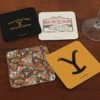 Yellowstone Dutton Ranch Coasters With Mahogany Holder -Yellowstone Store YS YLOGO1 100244 MF