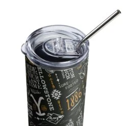 Yellowstone Logo Pattern Stainless Steel Tumbler With Straw -Yellowstone Store YS YPAT 182 101668 TOP MF