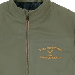 Yellowstone Dutton Ranch Olive Jacket 10 Yellowstone Dutton Ranch Olive Jacket -Yellowstone Store YSGreenjacketembroiderydetail 95A4149