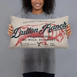 Yellowstone Dutton Ranch So Wild So Angry Throw Pillow -Yellowstone Store all over print basic pillow 20x12 front 61772c1386981