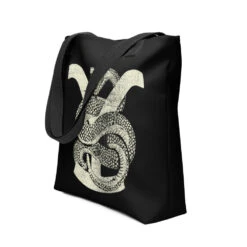 Yellowstone Greyscale Rattlesnake Tote Bag -Yellowstone Store all over print tote bag black 15x15 front 673deda247d39 black handles