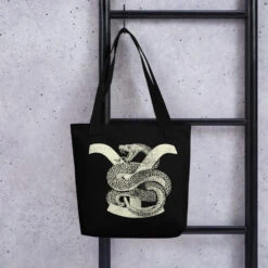 Yellowstone Greyscale Rattlesnake Tote Bag -Yellowstone Store all over print tote bag black 15x15 front 673deda247fd8 black handles
