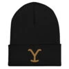 Yellowstone Logo Embroidered Cuffed Beanie 2 Yellowstone Logo Embroidered Cuffed Beanie -Yellowstone Store cuffed beanie black front 66602de27f28d