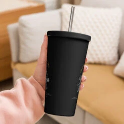 Yellowstone Train Station Tumbler -Yellowstone Store insulated tumbler with a straw black 20 oz back 66cd8db8cbe8a black