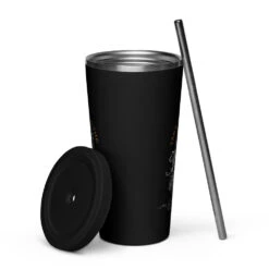 Yellowstone Train Station Tumbler -Yellowstone Store insulated tumbler with a straw black 20 oz front 66cd8db8cba5a black