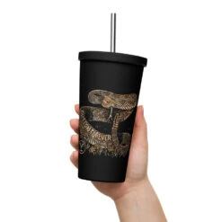Yellowstone Snake Dutton Forever Insulated Tumbler With A Straw 7 Yellowstone Snake Dutton Forever Insulated Tumbler With A Straw -Yellowstone Store insulated tumbler with a straw black 20 oz right 68c0a74989b06