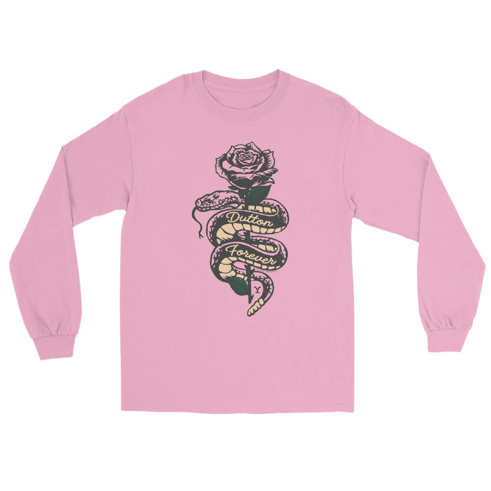 Yellowstone Dutton Forever Rose And Rattlesnake Long Sleeve T-Shirt 3 Yellowstone Dutton Forever Rose And Rattlesnake Long Sleeve T-Shirt