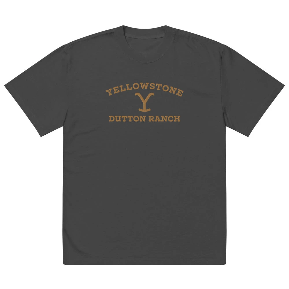 Yellowstone Dutton Ranch Embroidered Oversized Faded T-shirt 3 Yellowstone Dutton Ranch Embroidered Oversized Faded T-shirt