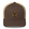 Yellowstone Flaming Logo Retro Trucker Hat -Yellowstone Store retro trucker hat brown khaki front 66cd893ea42d9 brown khaki