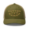 Yellowstone Dutton Ranch Embroidered Trucker Hat -Yellowstone Store retro trucker hat moss khaki front 673f6d2fa28f7