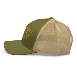Yellowstone Dutton Ranch Embroidered Trucker Hat -Yellowstone Store retro trucker hat moss khaki left 673f6d2fa3314
