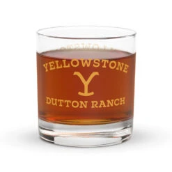 Yellowstone Dutton Ranch Logo Rocks Glass -Yellowstone Store rocks glass 10.5 oz right 67371b3d98343