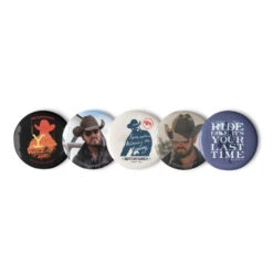 Yellowstone Rip Pin Set -Yellowstone Store set of pin buttons white 2.25 front 66a0b72251a2d white