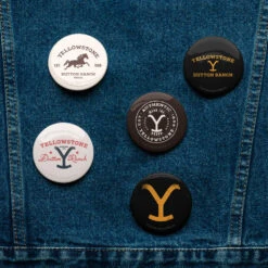 Yellowstone Logos Pin Set 27 Yellowstone Logos Pin Set -Yellowstone Store set of pin buttons white 2.25 front 66a0b8a3ed6c0 white
