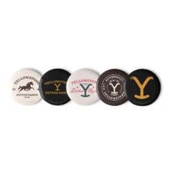 Yellowstone Logos Pin Set 24 Yellowstone Logos Pin Set -Yellowstone Store set of pin buttons white 2.25 front 66a0b8a3edbc1 white
