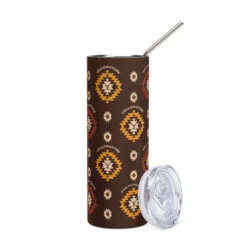 Yellowstone Aztec Tumbler -Yellowstone Store stainless steel tumbler white left 682ddee2c7ced