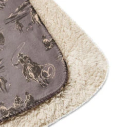 Yellowstone Cowboy Pattern Premium Sherpa Blanket -Yellowstone Store sublimated sherpa blanket tan 60x80 product details 68c0a5a4196a4