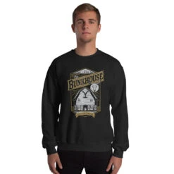 Yellowstone Bunkhouse Crewneck Sweatshirt -Yellowstone Store unisex crew neck sweatshirt black front 66cd85602805b black