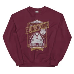 Yellowstone Bunkhouse Crewneck Sweatshirt -Yellowstone Store unisex crew neck sweatshirt maroon front 66cd8560284bb maroon