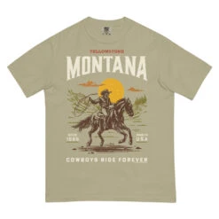 Yellowstone Cowboys Ride Forever Comfort Colors T-Shirt 17 Yellowstone Cowboys Ride Forever Comfort Colors T-Shirt -Yellowstone Store unisex garment dyed heavyweight t shirt khaki front 681a496aa6b72