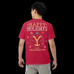 Yellowstone Happy Holidays From Yellowstone Unisex T-Shirt -Yellowstone Store unisex garment dyed heavyweight t shirt red back 682f7836a60a6 red