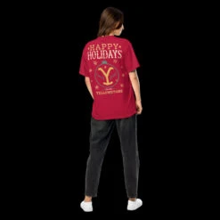 Yellowstone Happy Holidays From Yellowstone Unisex T-Shirt -Yellowstone Store unisex garment dyed heavyweight t shirt red back 682f7836a702d red