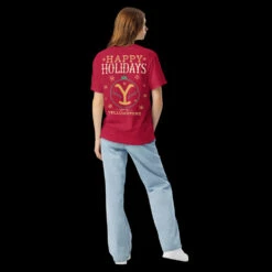 Yellowstone Happy Holidays From Yellowstone Unisex T-Shirt -Yellowstone Store unisex garment dyed heavyweight t shirt red back 682f7836a80e9 red