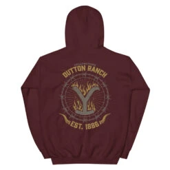 Yellowstone Flaming Logo Hoodie -Yellowstone Store unisex heavy blend hoodie maroon back 66cd88068834d maroon