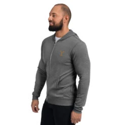 Yellowstone Logo Embroidered Zip Hoodie -Yellowstone Store unisex lightweight zip hoodie grey triblend left front 66603ac35cefd