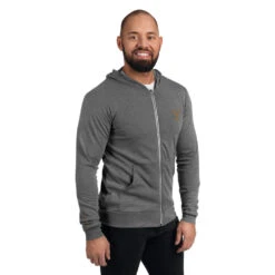 Yellowstone Logo Embroidered Zip Hoodie -Yellowstone Store unisex lightweight zip hoodie grey triblend right front 66603ac35ca42