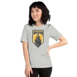 Yellowstone Take 'Em To The Train Station Badge Adult T-Shirt -Yellowstone Store unisex staple t shirt athletic heather front 68a76c9e1aa3f