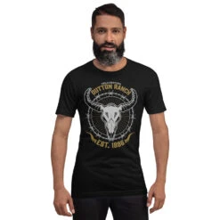 Yellowstone Dutton Ranch Skull Unisex T-Shirt -Yellowstone Store unisex staple t shirt black front 6712677c8d4af black