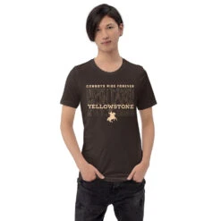 Yellowstone Cowboys Ride Forever Unisex T-Shirt -Yellowstone Store unisex staple t shirt brown front 6748899aed3bc brown