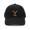 Yellowstone Logo Embroidered Corduroy Hat -Yellowstone Store vintage corduroy cap black front 6662a7bb62d2b