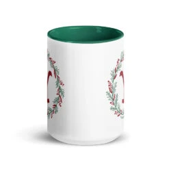 Yellowstone Wreath Two-Tone Mug 13 Yellowstone Wreath Two-Tone Mug -Yellowstone Store white ceramic mug with color inside dark green 15 oz front 68acaa78d7f32