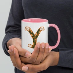 Yellowstone Floral Y Two Tone Mug -Yellowstone Store white ceramic mug with color inside pink 11 oz right 66f6a4a956a68 pink