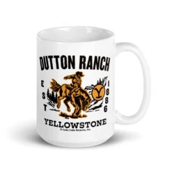 Yellowstone Dutton Ranch Cowboy Mug 11 Yellowstone Dutton Ranch Cowboy Mug -Yellowstone Store white glossy mug white 15 oz handle on right 66fd2e831a736 white