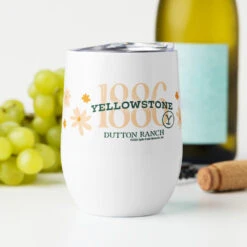 Yellowstone Floral 1886 Stainless Steel Wine Tumbler -Yellowstone Store wine tumbler white front 66fbdc88975c8 white