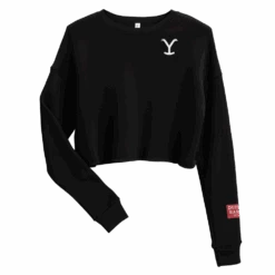 Yellowstone Can't Reason With Evil Women's Fleece Crop Sweatshirt -Yellowstone Store womens cropped sweatshirt black front 618530c389e40